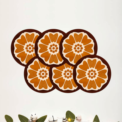 Retro Floral Mandala Wooden Coasters Set of 6