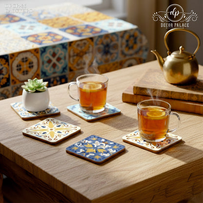 Rustic Mediterranean Wooden Coasters Set of 6