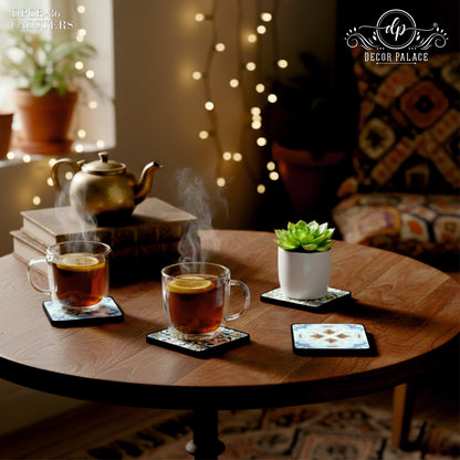 Rustic Mediterranean Wooden Coasters Set of 6