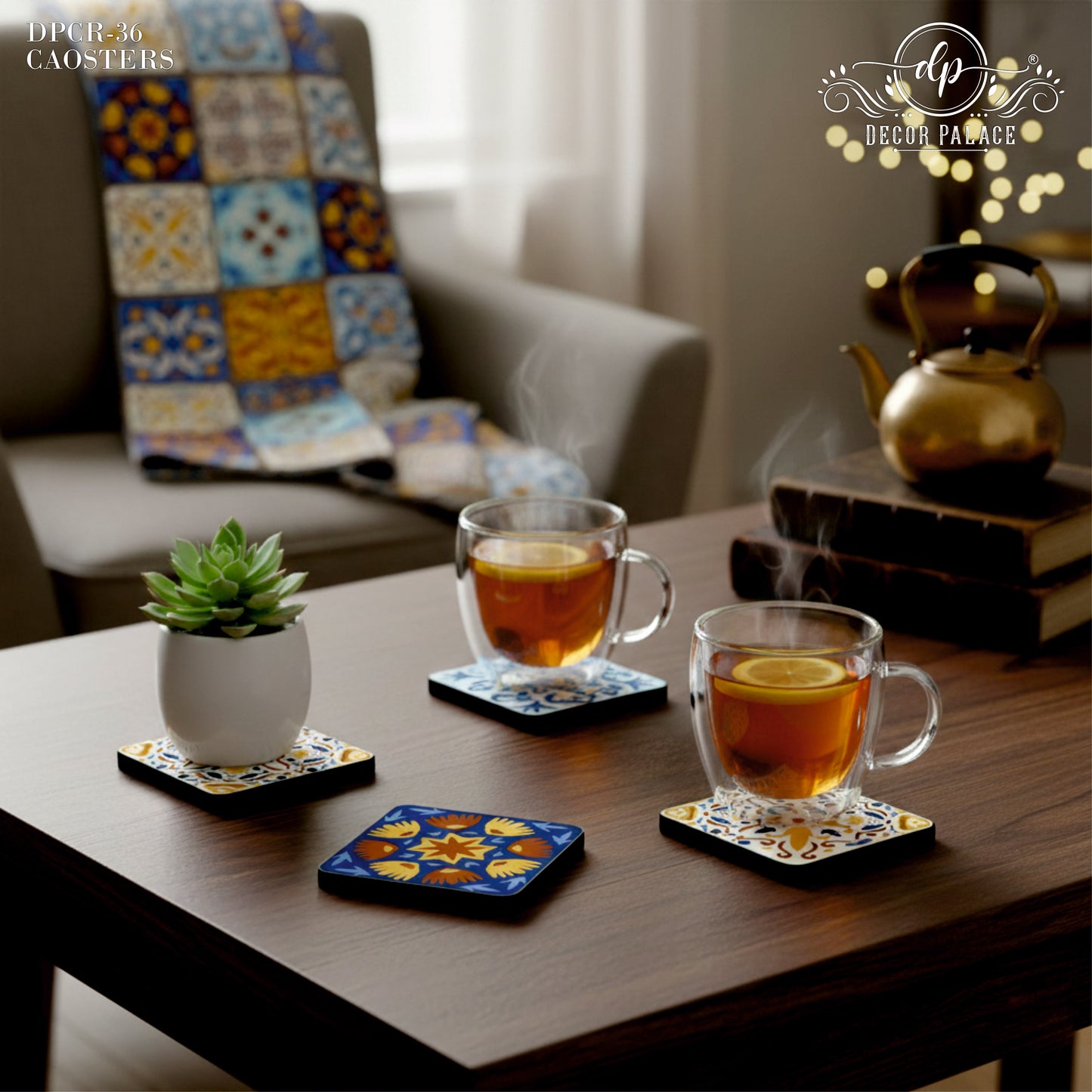 Rustic Mediterranean Wooden Coasters Set of 6