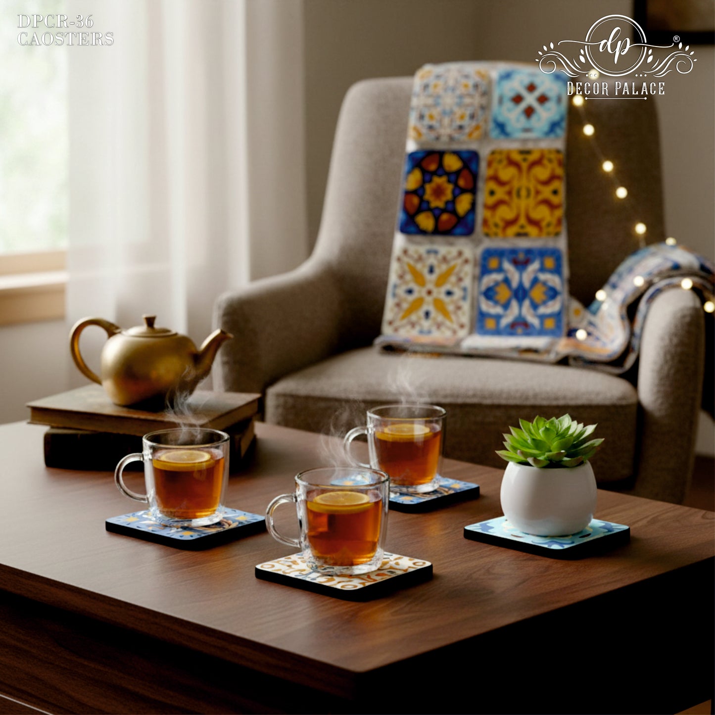 Rustic Mediterranean Wooden Coasters Set of 6
