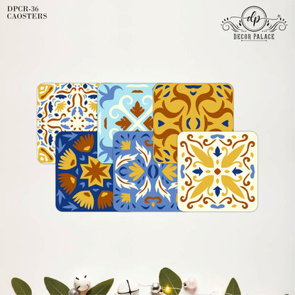 Rustic Mediterranean Wooden Coasters Set of 6