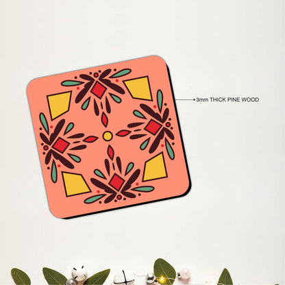 Colorful Mediterranean Tile Wooden Coasters Set of 4