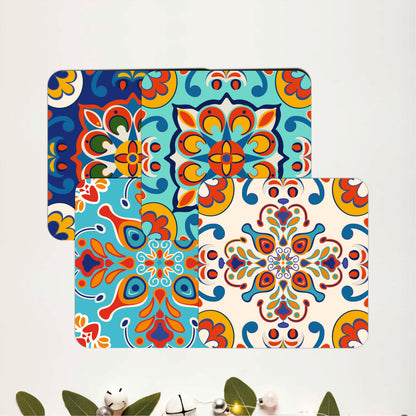 Traditional Print Wooden Coasters Set of 4