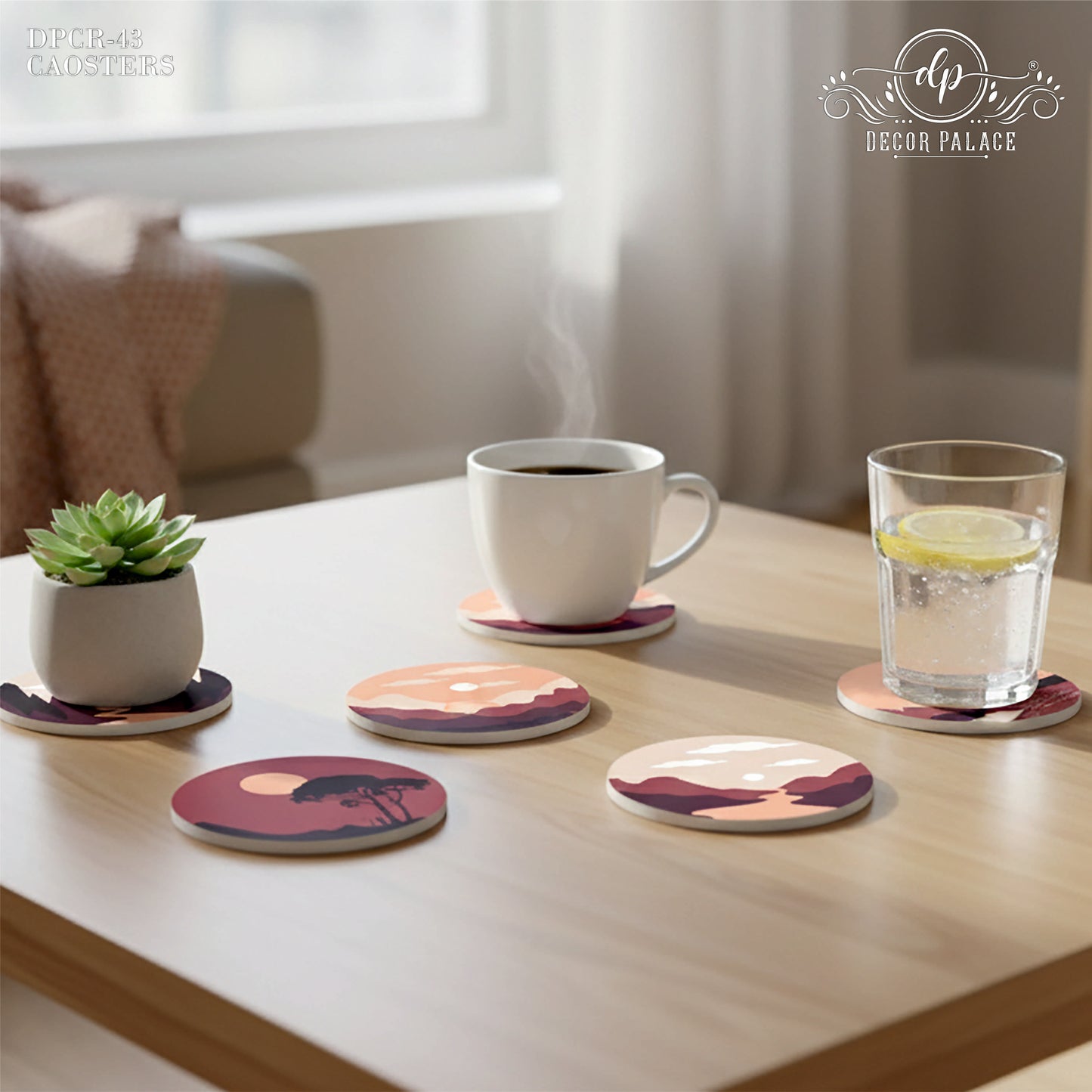 Mountain & Desert Landscape Wooden Coasters Set of 6