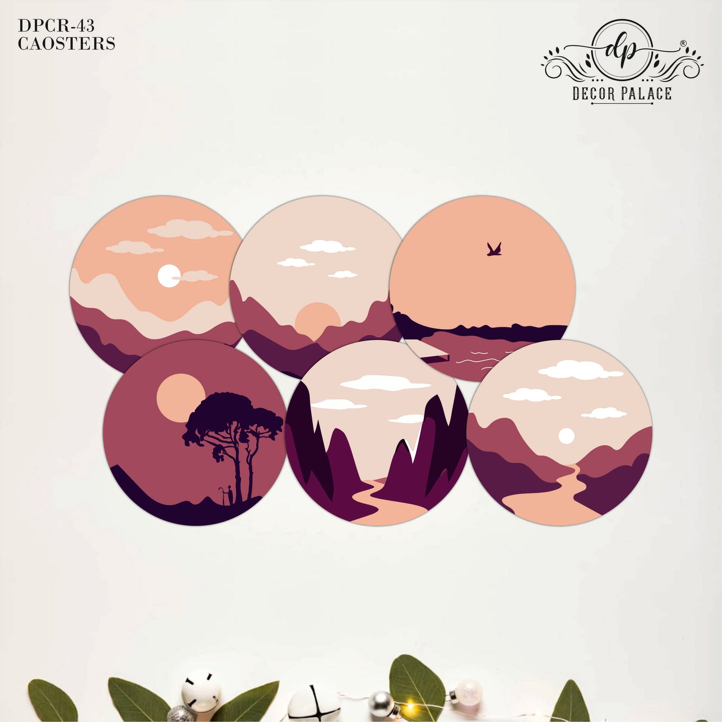 Mountain & Desert Landscape Wooden Coasters Set of 6