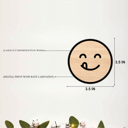 Emoji Face Round Wooden Coasters Set of 6