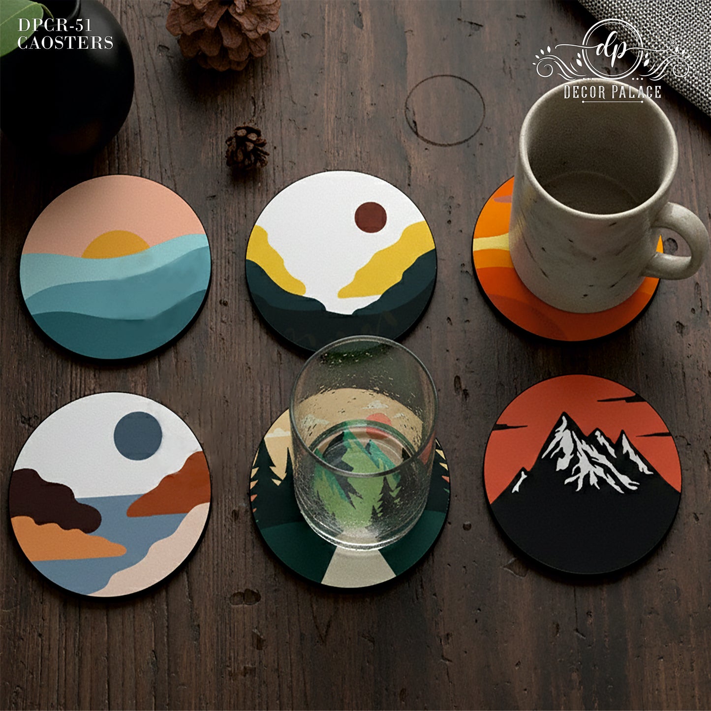 Landscape Wooden Coasters Set of 6