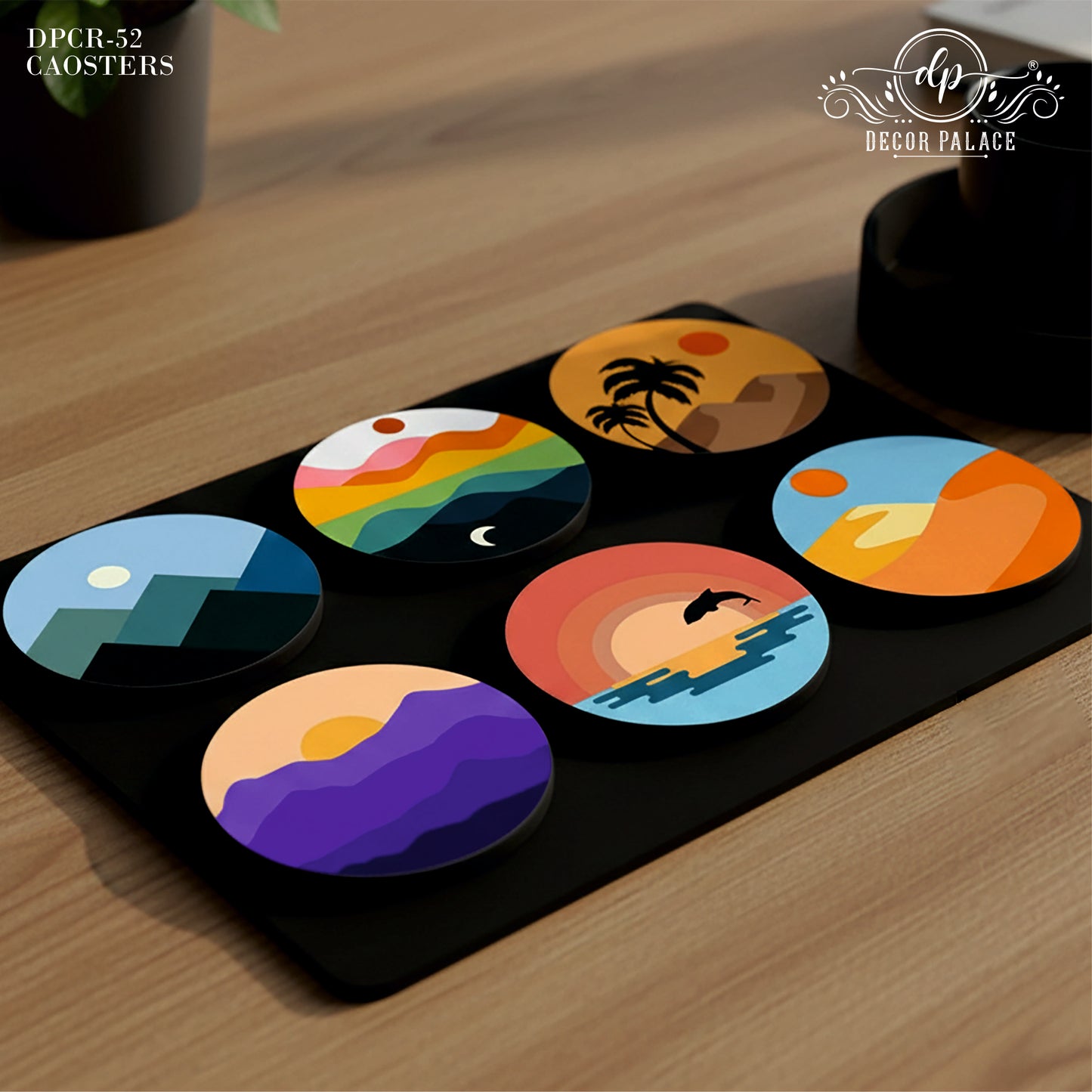 Contemporary Wooden Coasters Set of 6