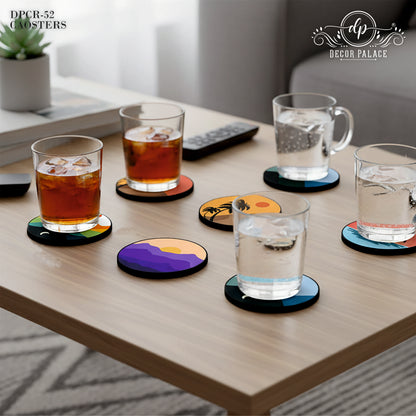 Contemporary Wooden Coasters Set of 6