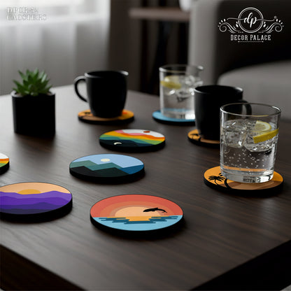 Contemporary Wooden Coasters Set of 6