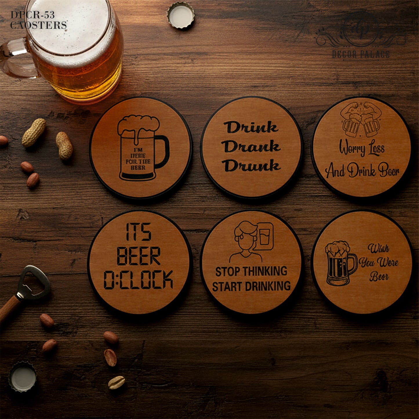 Bar Humor Wooden Coasters Set of 6