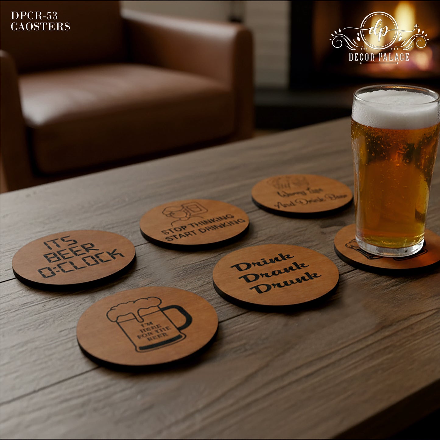 Bar Humor Wooden Coasters Set of 6