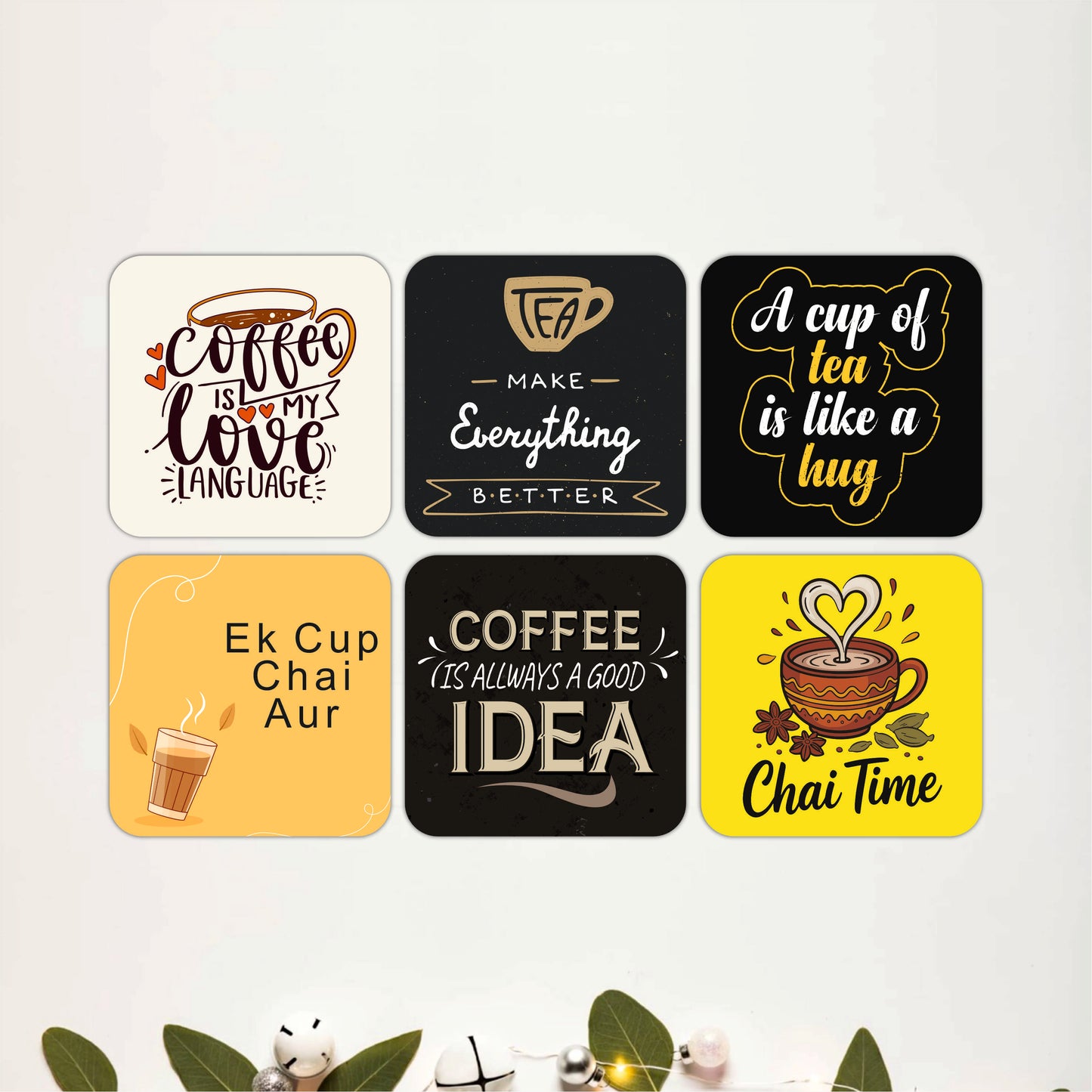 Coffee House Wooden Coasters Set of 6