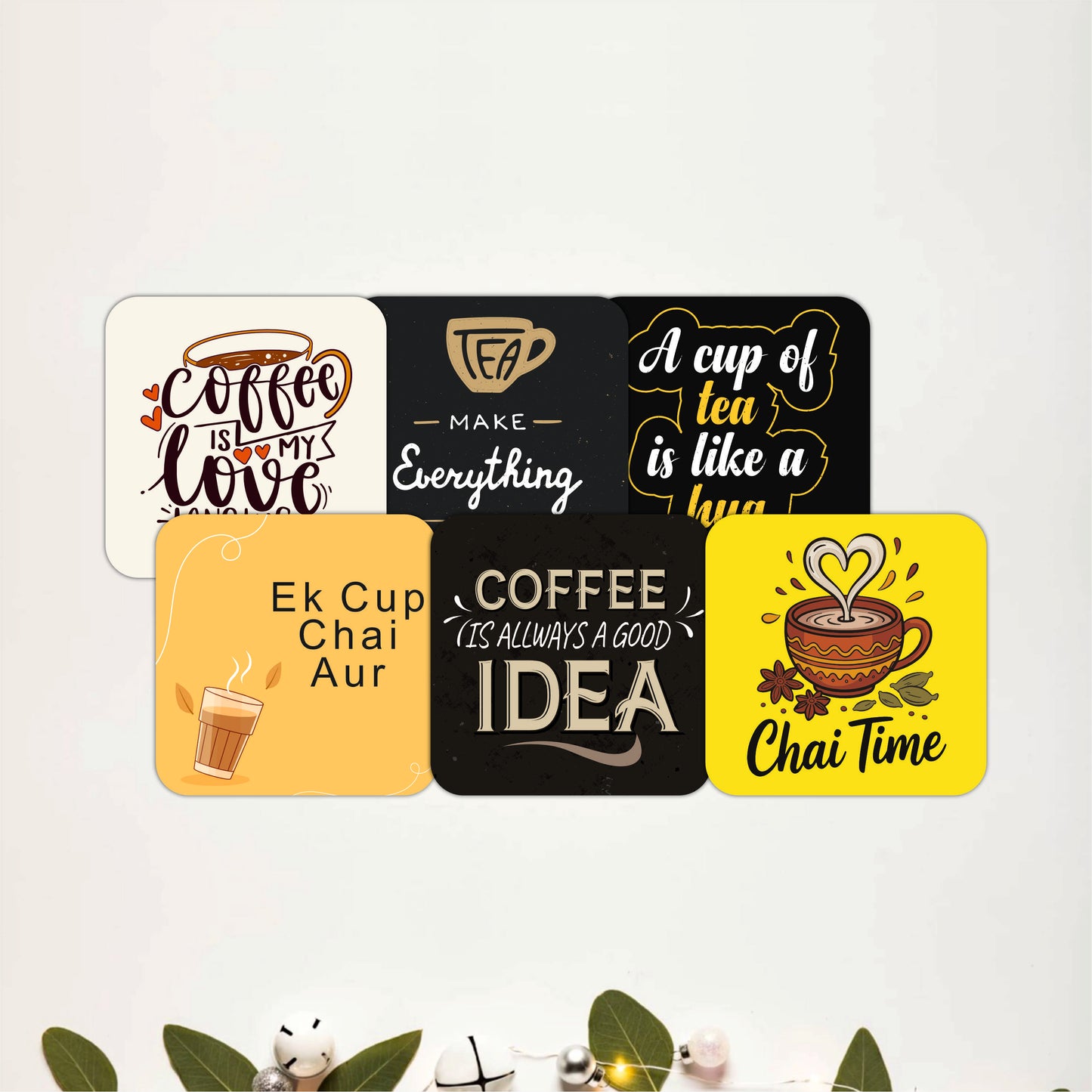 Coffee House Wooden Coasters Set of 6