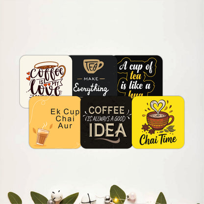 Coffee House Wooden Coasters Set of 6