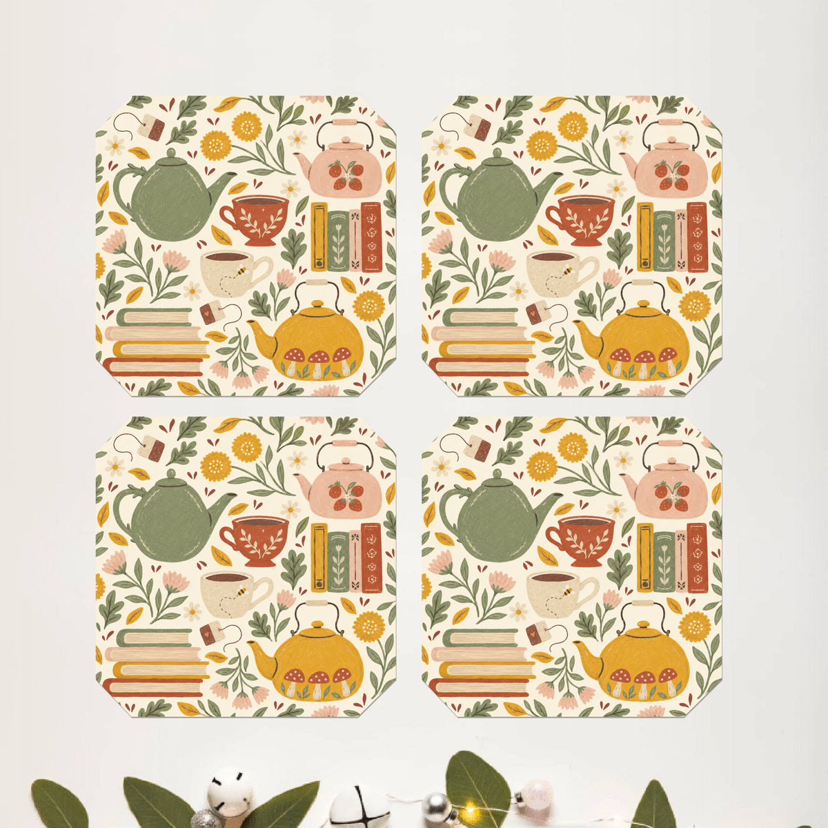 Botanical Sketch Octagon Coaster Set of 4 - DPCR-548