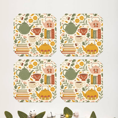 Botanical Sketch Octagon Coaster Set of 4 - DPCR-548