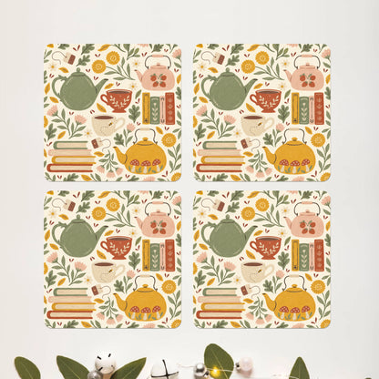 Botanical Sketch square coaster set of 4 - DPCR-548
