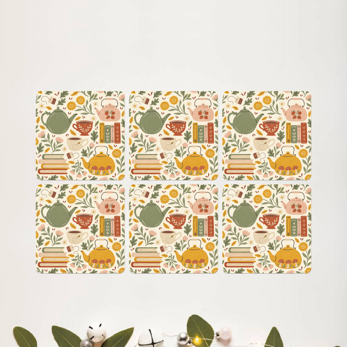 Botanical Sketch square coaster set of 6 - DPCR-548