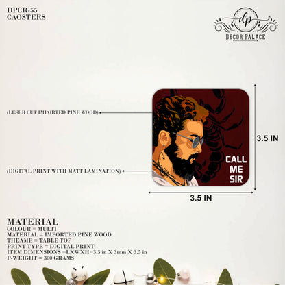 Classic Bollywood Dialogue Wooden Drink Coasters Set of 6