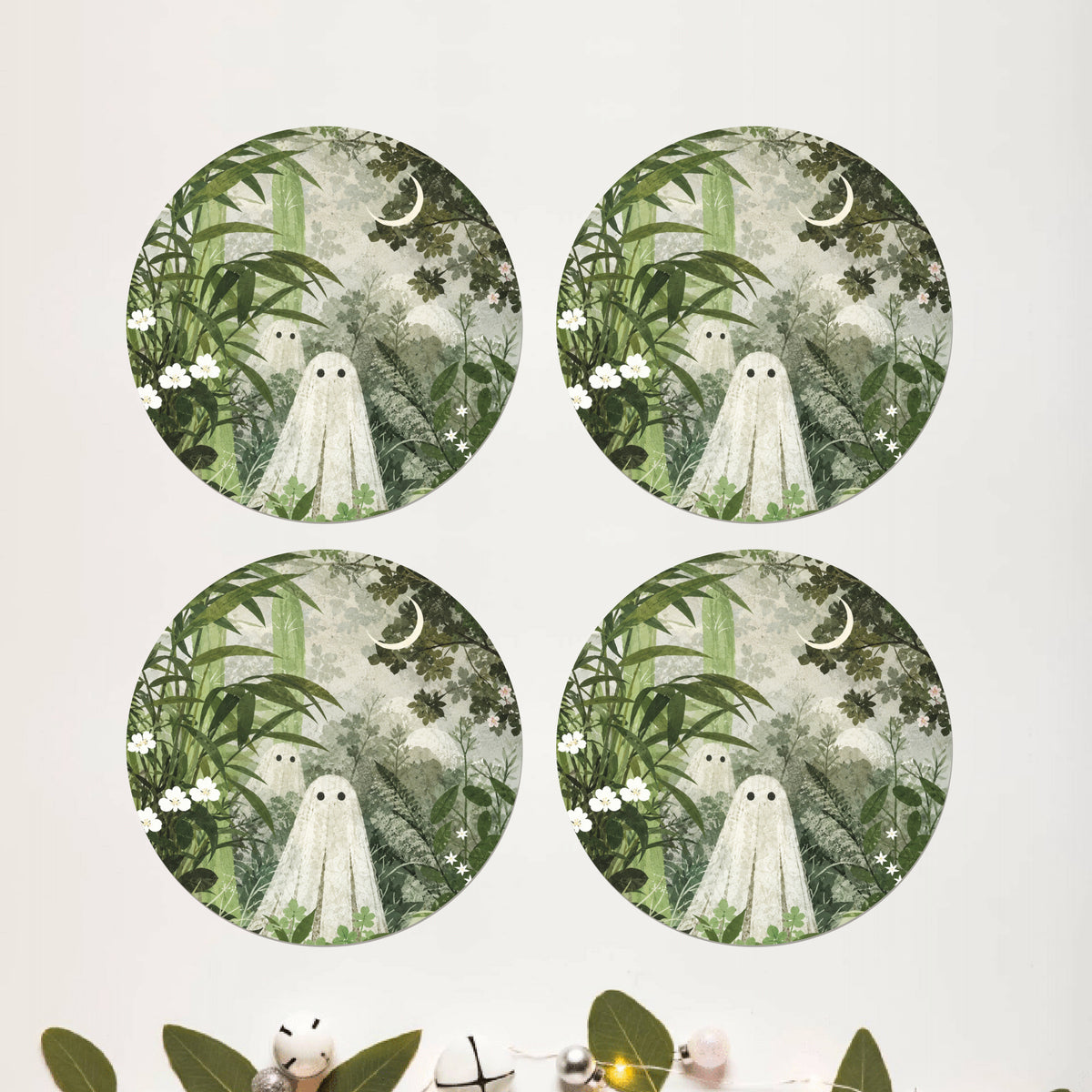 Moonlit Forest Spirit Round Coaster Set of 4 - DPCR-550