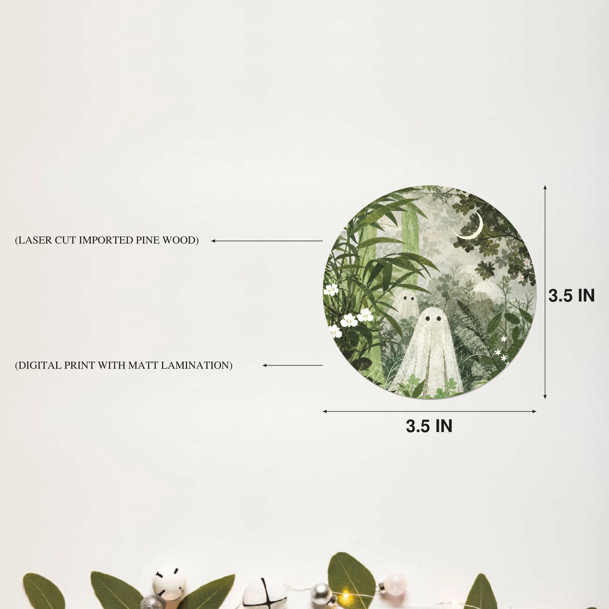 Moonlit Forest Spirit Round Coaster Size Information - DPCR-550