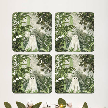 Moonlit Forest Spirit Square Coaster Set of 4 - DPCR-550