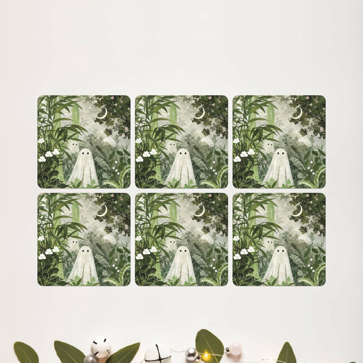 Moonlit Forest Spirit Square Coaster Set of 6 - DPCR-550