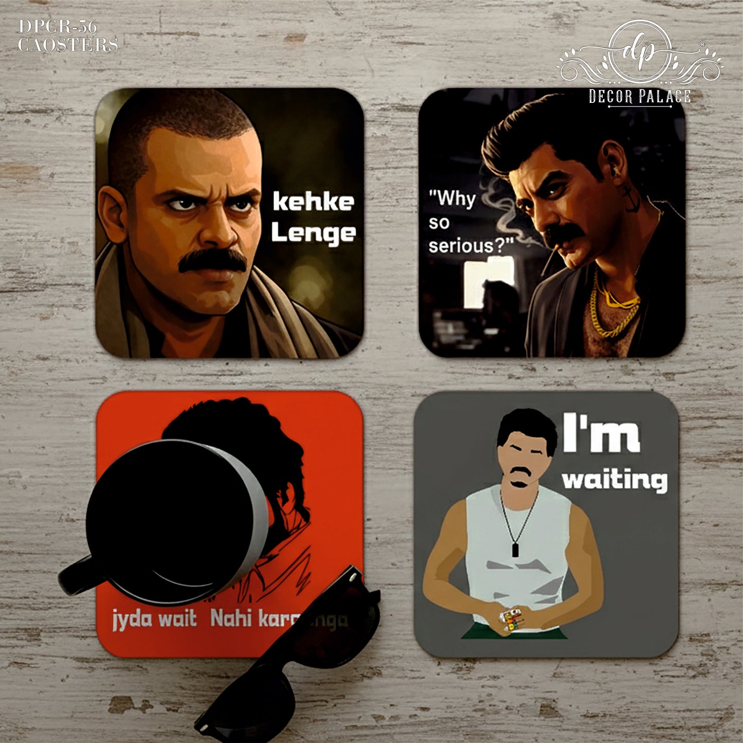 Iconic Bollywood Quote Wooden Coasters Set of 6