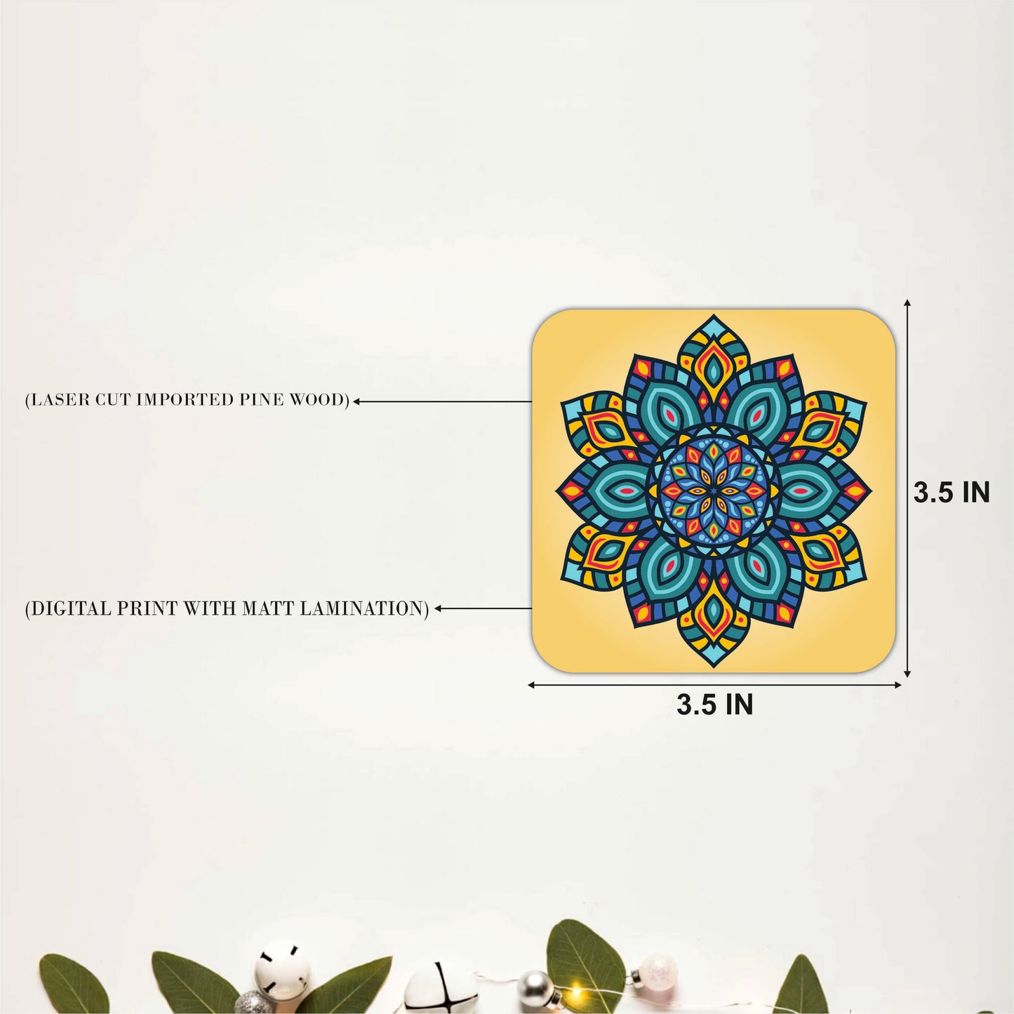 Ethnic Mandala Wooden Coasters Set of 6