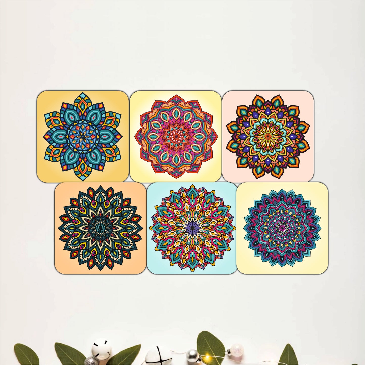 Ethnic Mandala Wooden Coasters Set of 6