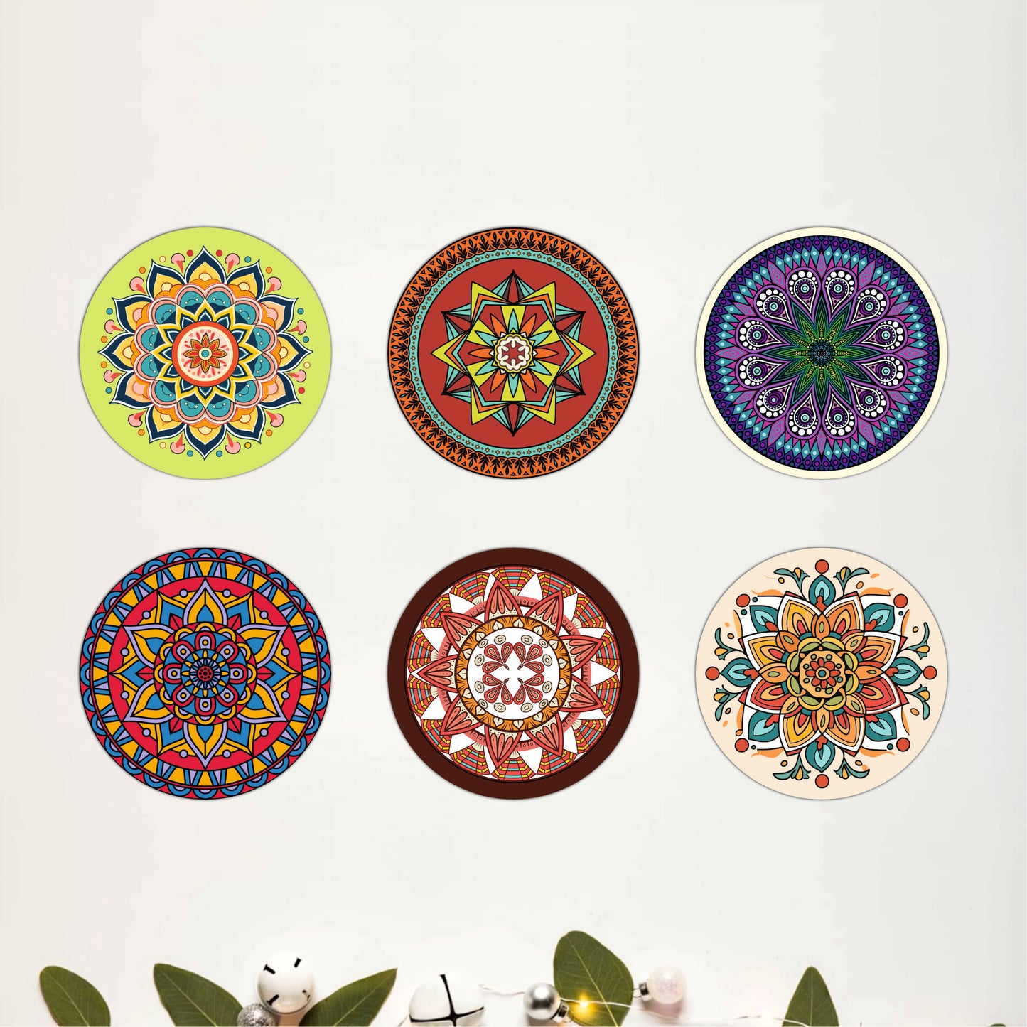Sacred Mandala Wooden Coasters Set of 6