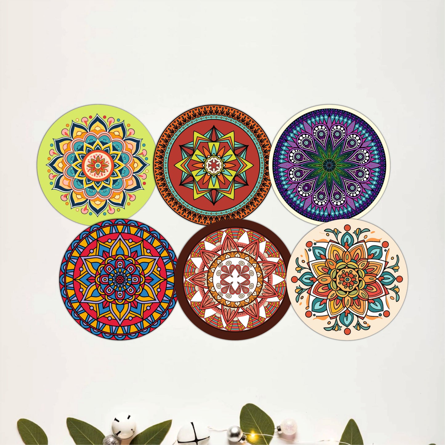 Sacred Mandala Wooden Coasters Set of 6