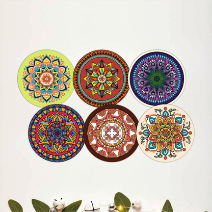 Sacred Mandala Wooden Coasters Set of 6