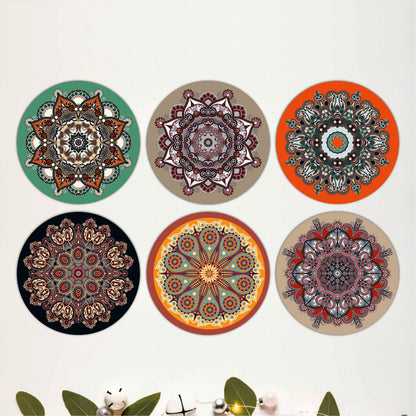 Ornamental Mandala Wooden Coasters Set of 6