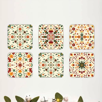 Moroccan Mandala Wooden Coasters Set of 6