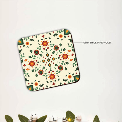 Moroccan Mandala Wooden Coasters Set of 6