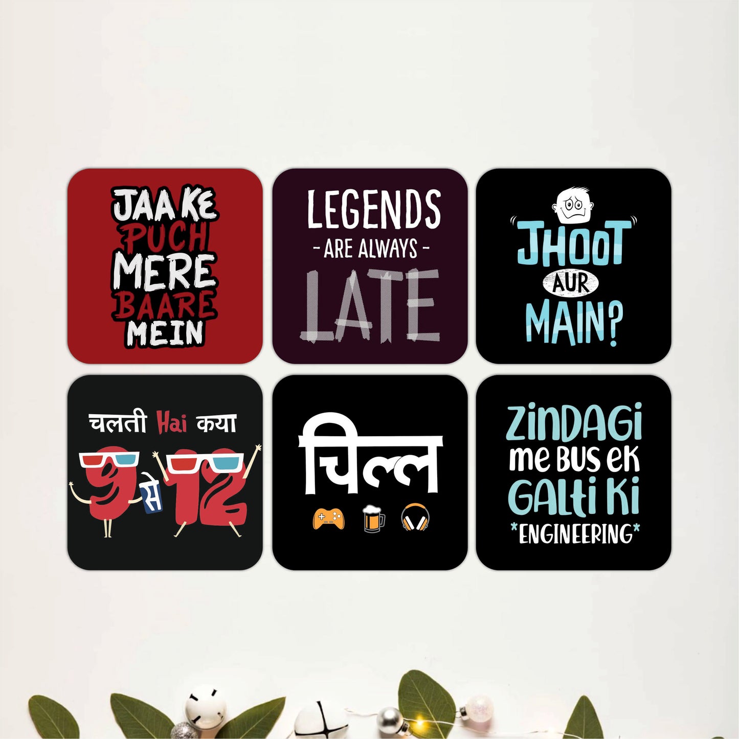 Filmy Dialogue Wooden Coasters Set of 6