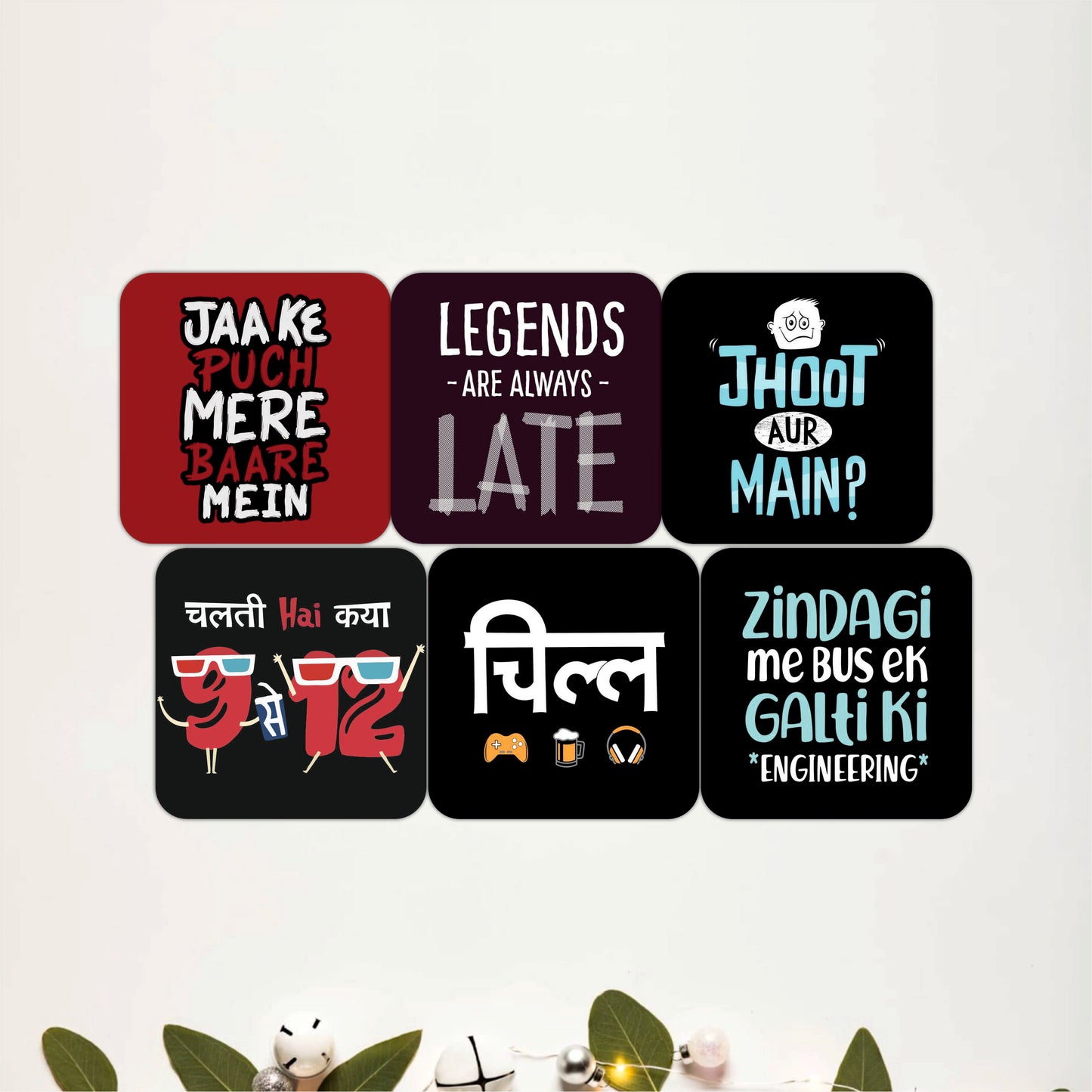 Filmy Dialogue Wooden Coasters Set of 6
