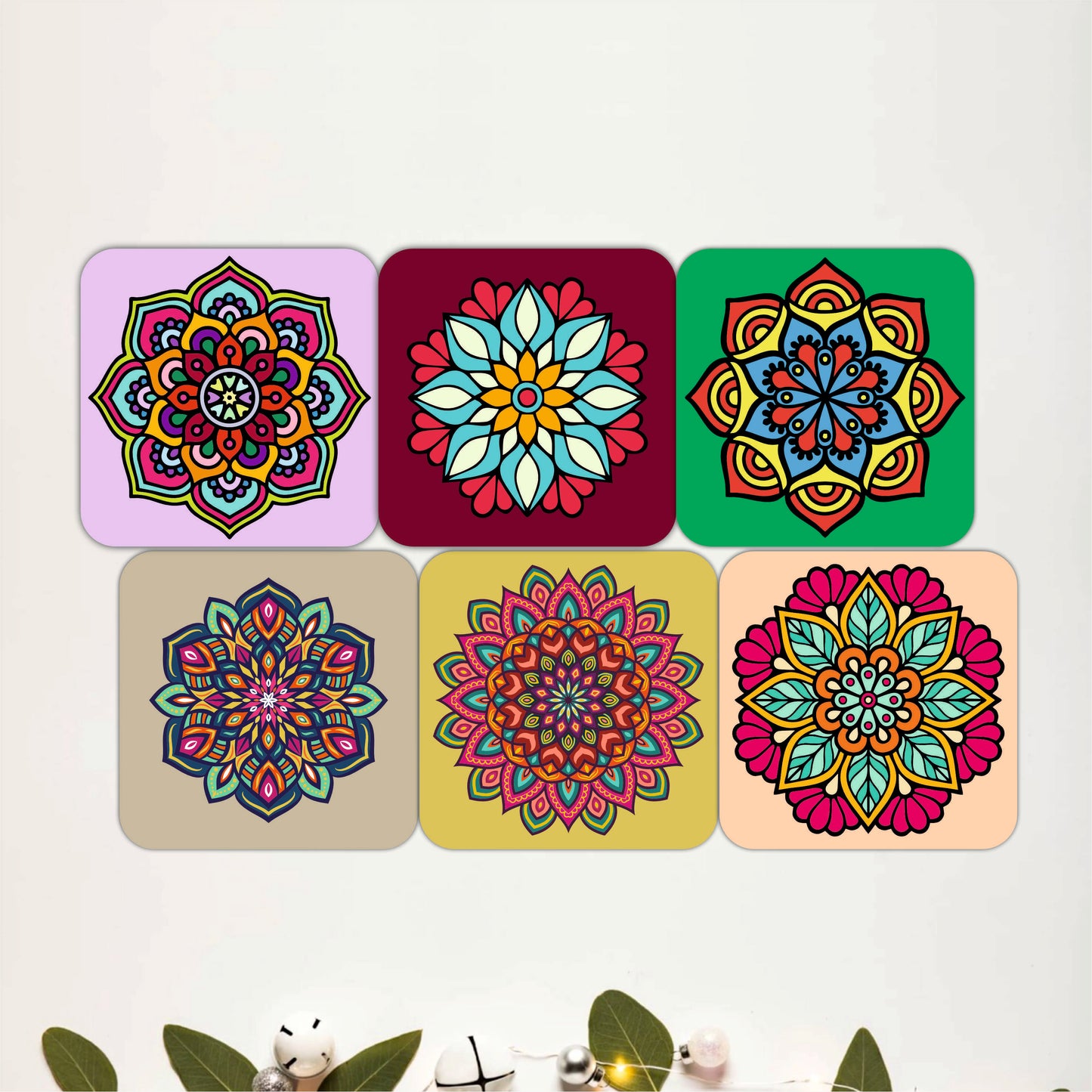 Kaleidoscope Art Wooden Coasters Set of 6
