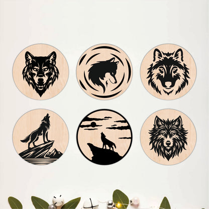 Wildlife Scene Wooden Coasters Set of 6