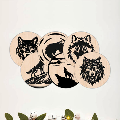 Wildlife Scene Wooden Coasters Set of 6
