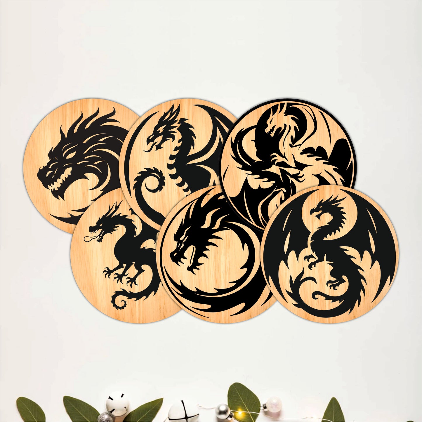 Dragon Wooden Coasters Set of 6