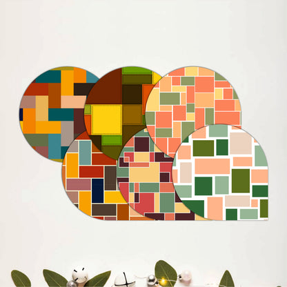 Patchwork Pattern Wooden Coasters Set of 6