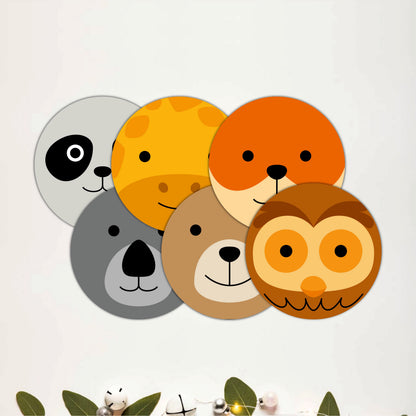 Cute Wildlife Wooden Coasters Set of 6