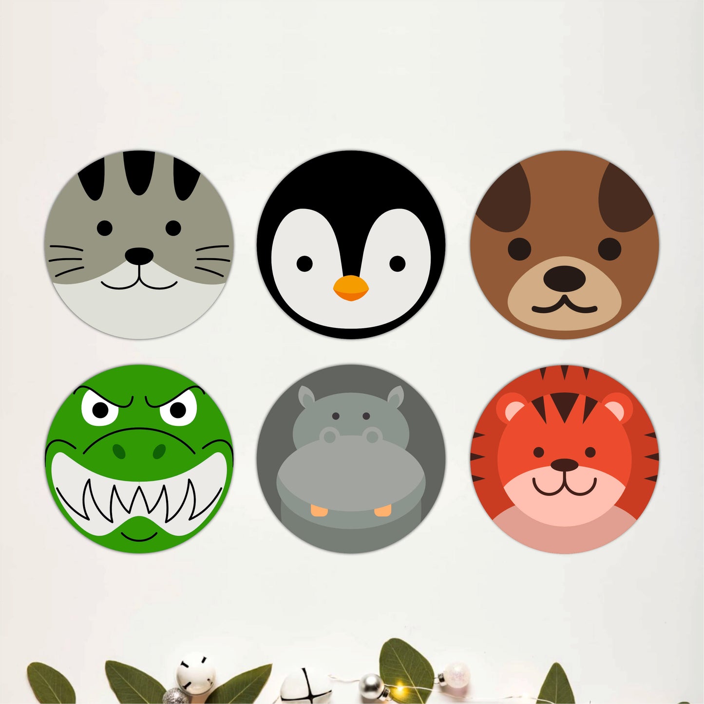 Happy Animal Wooden Coasters Set of 6