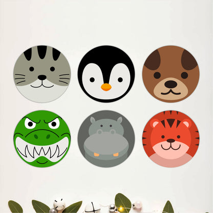 Happy Animal Wooden Coasters Set of 6
