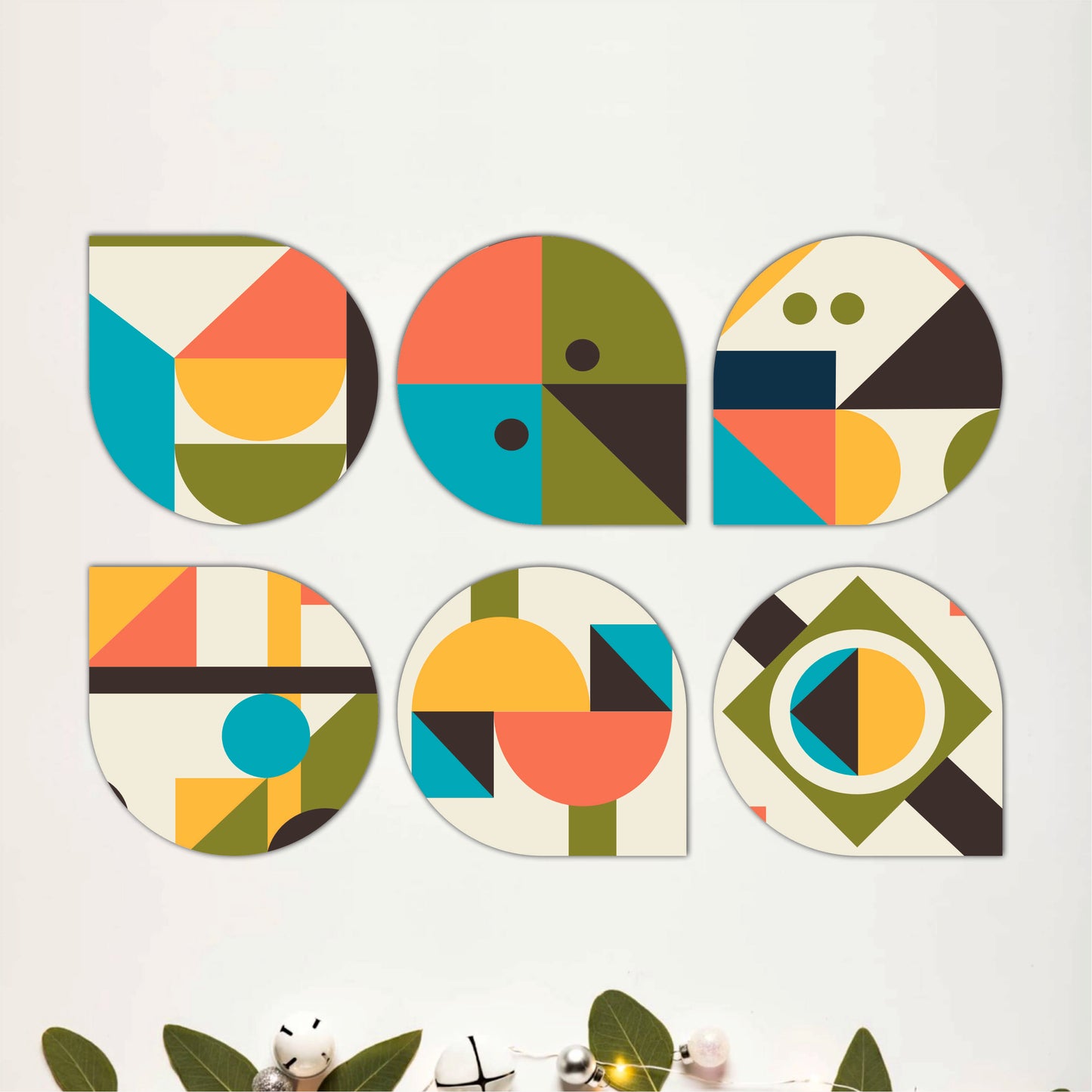 Modern Grid Wooden Coasters Set of 6