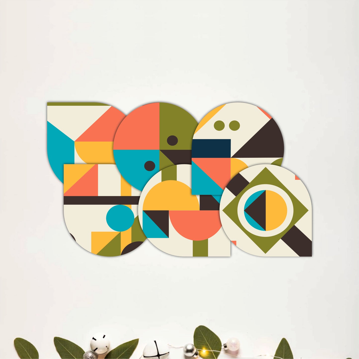 Modern Grid Wooden Coasters Set of 6